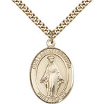 Our Lady of Lebanon Medal, Gold Filled, Large - 24&quot; 2.4mm Gold Plated Chain + Clasp