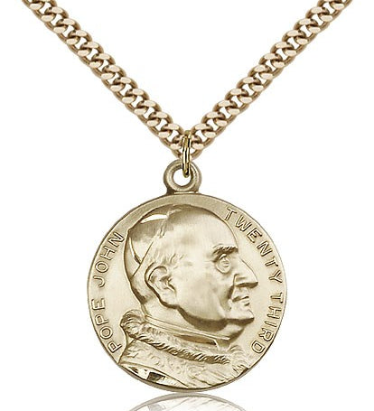 St. Pope John Xxii Medal, Gold Filled - 24&quot; 2.4mm Gold Plated Endless Chain