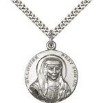 St. Louise Medal, Sterling Silver - 24&quot; 2.4mm Rhodium Plate Endless Chain