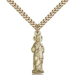Sacred Heart Medal, Gold Filled - 24&quot; 2.4mm Gold Plated Endless Chain