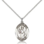St. Uriel Medal, Sterling Silver, Medium - 18&quot; 1.2mm Sterling Silver Chain + Clasp