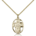 5 Way Cross Chalice Medal, Gold Filled - Gold-tone