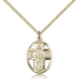 5 Way Cross Chalice Medal, Gold Filled - Gold-tone