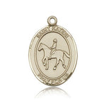 St. Kateri Equestrian Medal, 14 Karat Gold, Large - 14 KT Yellow Gold