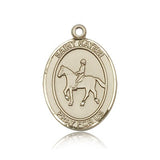 St. Kateri Equestrian Medal, 14 Karat Gold, Large - 14 KT Yellow Gold