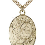 Miraculous Medal, Gold Filled - 24&quot; 2.4mm Gold Plated Endless Chain