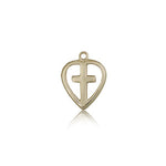 Heart Cross Pendant, 14 Karat Gold - 14 KT Yellow Gold