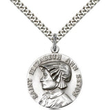 St. Ann Medal, Sterling Silver - 24&quot; 2.4mm Rhodium Plate Endless Chain
