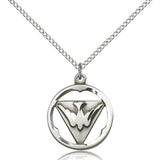 Holy Spirit Medal, Sterling Silver - 18&quot; 1.2mm Sterling Silver Chain + Clasp