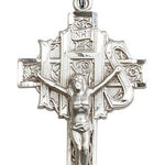 Crucifix Pendant, Sterling Silver - 24&quot; 2.4mm Rhodium Plate Endless Chain