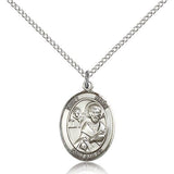 St. Mark the Evangelist Medal, Sterling Silver, Medium - 18&quot; 1.2mm Sterling Silver Chain + Clasp