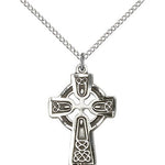 Celtic Cross Pendant, Sterling Silver - 18&quot; 1.2mm Sterling Silver Chain + Clasp