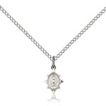 Miraculous Medal, Sterling Silver - 18&quot; 1.2mm Sterling Silver Chain + Clasp
