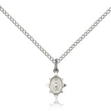 Miraculous Medal, Sterling Silver - 18&quot; 1.2mm Sterling Silver Chain + Clasp