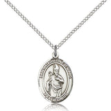 St. Augustine of Hippo Medal, Sterling Silver, Medium - 18&quot; 1.2mm Sterling Silver Chain + Clasp