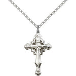 Cross Pendant, Sterling Silver - 18&quot; 1.2mm Sterling Silver Chain + Clasp