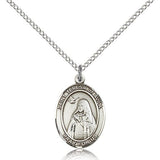 St. Teresa of Avila Medal, Sterling Silver, Medium - 18&quot; 1.2mm Sterling Silver Chain + Clasp