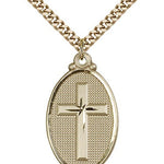 Cross Pendant, Gold Filled - 24&quot; 2.4mm Gold Plated Endless Chain