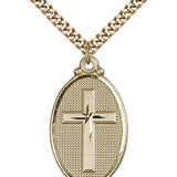 Cross Pendant, Gold Filled - 24&quot; 2.4mm Gold Plated Endless Chain