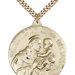 St. Anthony Medal, Gold Filled - 24&quot; 2.4mm Gold Plated Endless Chain