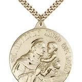 St. Anthony Medal, Gold Filled - 24&quot; 2.4mm Gold Plated Endless Chain