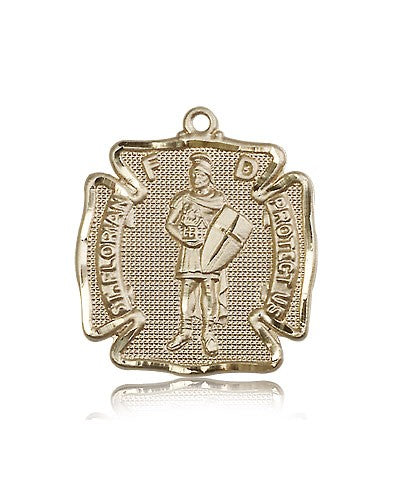 St. Florian Medal, 14 Karat Gold - 14 KT Yellow Gold