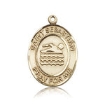St. Sebastian Swimming Medal, 14 Karat Gold, Large - 14 KT Yellow Gold