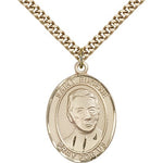 St. Eugene De Mazenod Medal, Gold Filled, Large - 24&quot; 2.4mm Gold Plated Chain + Clasp