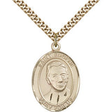 St. Eugene De Mazenod Medal, Gold Filled, Large - 24&quot; 2.4mm Gold Plated Chain + Clasp