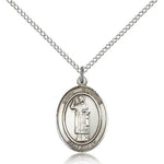 St. Stephen the Martyr Medal, Sterling Silver, Medium - 18&quot; 1.2mm Sterling Silver Chain + Clasp