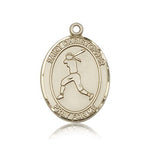 St. Christopher Softball Medal, 14 Karat Gold, Large - 14 KT Yellow Gold