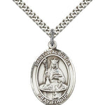 St. Walburga Medal, Sterling Silver, Large - 24&quot; 2.4mm Rhodium Plate Chain + Clasp