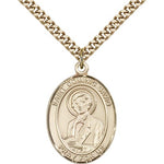 St. Dominic Savio Medal, Gold Filled, Large - 24&quot; 2.4mm Gold Plated Chain + Clasp