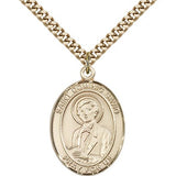 St. Dominic Savio Medal, Gold Filled, Large - 24&quot; 2.4mm Gold Plated Chain + Clasp