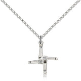 St. Brigid Cross Pendant, Sterling Silver - 18&quot; 1.2mm Sterling Silver Chain + Clasp