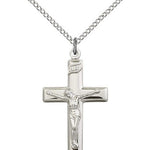 Crucifix Pendant, Sterling Silver - 18&quot; 1.2mm Sterling Silver Chain + Clasp