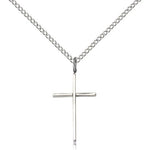 Cross Pendant, Sterling Silver - 18&quot; 1.2mm Sterling Silver Chain + Clasp