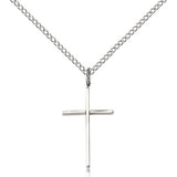 Cross Pendant, Sterling Silver - 18&quot; 1.2mm Sterling Silver Chain + Clasp