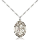 St. Rene Goupil Medal, Sterling Silver, Medium - 18&quot; 1.2mm Sterling Silver Chain + Clasp
