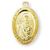 St. Jude Pendant, 16 Karat Gold Over Sterling Silver with Chain - Gold-tone