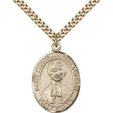 St. Marcellin Champagnat Medal, Gold Filled, Large - 24&quot; 2.4mm Gold Plated Chain + Clasp
