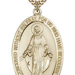 Miraculous Medal, Gold Filled - 24&quot; 2.4mm Gold Plated Endless Chain