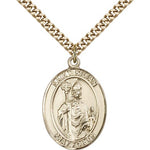 St. Kilian Medal, Gold Filled, Large - 24&quot; 2.4mm Gold Plated Chain + Clasp