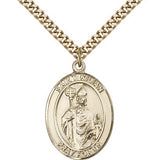 St. Kilian Medal, Gold Filled, Large - 24&quot; 2.4mm Gold Plated Chain + Clasp