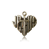 Heart of Jesus Cross Pendant, 14 Karat Gold - 14 KT Yellow Gold