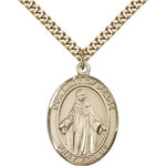 Our Lady of Peace Medal, Gold Filled, Large - 24&quot; 2.4mm Gold Plated Chain + Clasp
