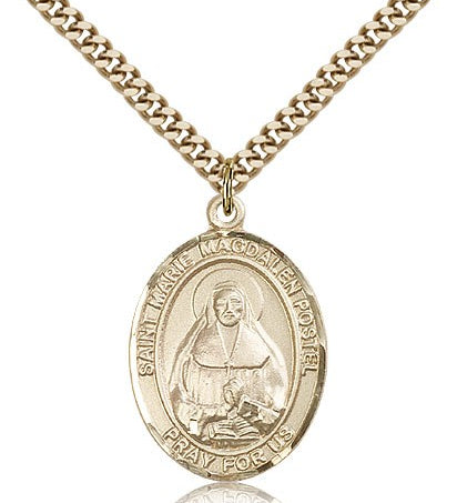 Marie Magdalen Postel Medal, Gold Filled, Large - 24&quot; 2.4mm Gold Plated Chain + Clasp