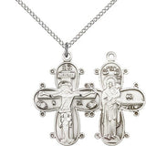 Christine Cross Pendant, Sterling Silver - 18&quot; 1.2mm Sterling Silver Chain + Clasp