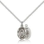 Miraculous Medal, Sterling Silver - 18&quot; 1.2mm Sterling Silver Chain + Clasp