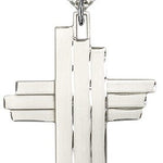 Cross Pendant, Sterling Silver - 24&quot; 2.4mm Rhodium Plate Endless Chain